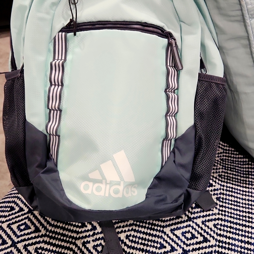 Adidas Load Spring Backpack Blue Gray School Sports Hiking Laptop